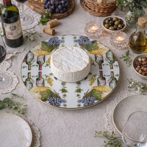 Queijeira artesanal decorada/Prato MDF com proteção de vidro fi
