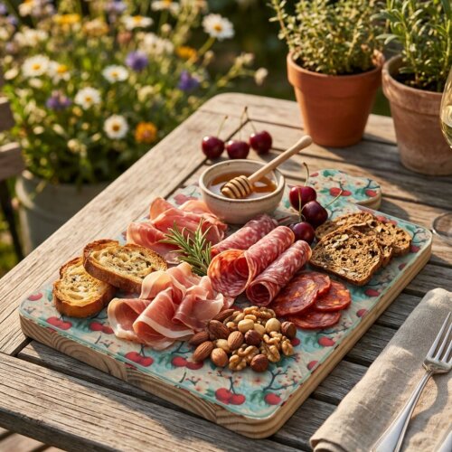 Tábua madeira decorada com decoupage (tecido) - proteção de vi