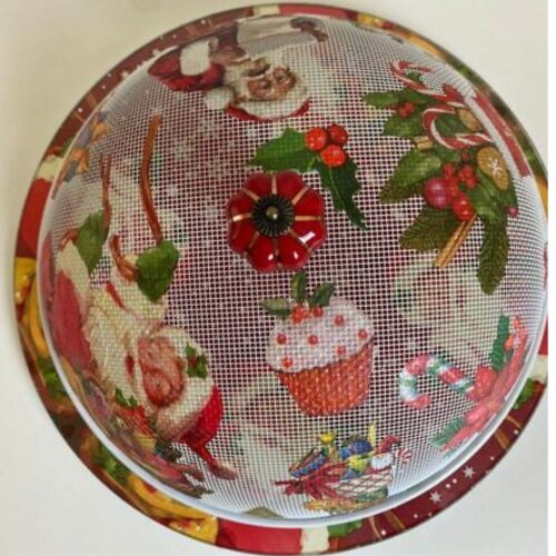 Boleira artesanal decorada/Cobre bolo decorado com decoupage - prato com proteção de vidro fixo