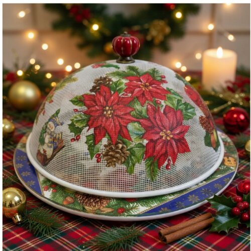 Boleira artesanaldecorada/Cobre bolo decorado com decoupage - Prato MDF com proteção de vidro fixo