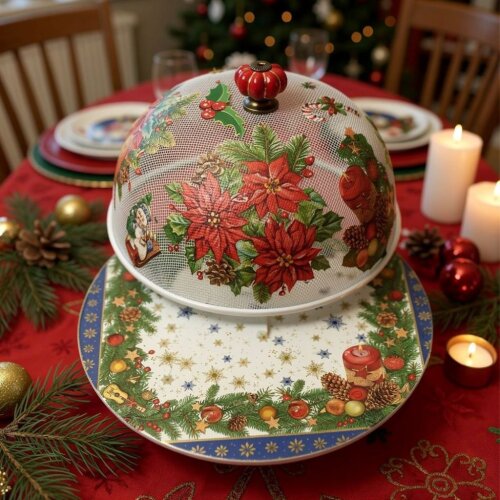 Boleira artesanaldecorada/Cobre bolo decorado com decoupage - Pra