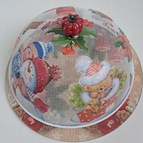 Boleira artesanal decora/Cobre bolo decorado com decoupage - Prato MDF com proteção de vidro fixo
