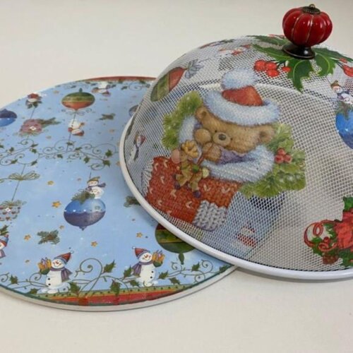 Boleira artesanal decorada/Cobre bolo decorado com decoupage - Pr