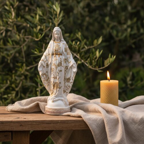 Imagem gesso Nossa Senhora das Graças decorada artesanalmente(de
