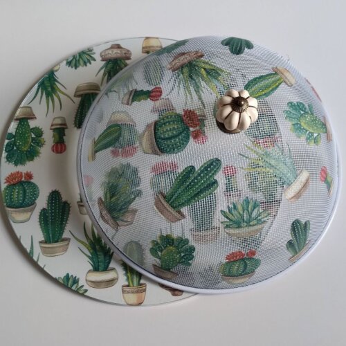 Boleira Artesanal decorada/Cobre bolo decorado c/decoupage - Prat