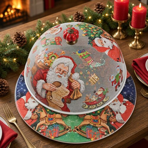 Boleira artesanal decorada/Cobre bolo decorado c/decoupage - Prato MDF com proteção de vidro fixo