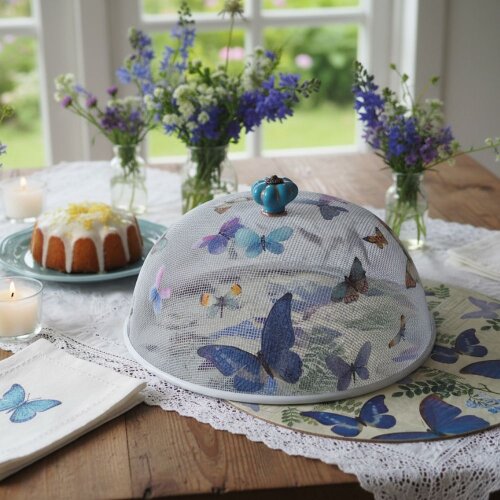 Boleira artesanal decorada/Cobre bolo decorado c/decoupage - Prato MDF com proteção de vidro fixo
