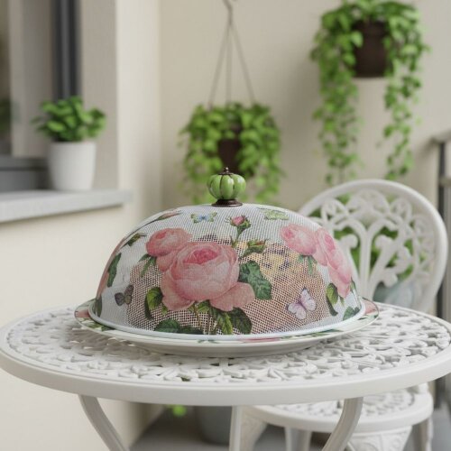 Boleira artesanal decorada/Cobre bolo decorado c/decoupage - Prato MDF com proteção de vidro fixo