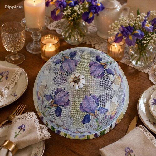 Boleira artesanal decorada/Cobre bolo decorado - Prato MDF com pr