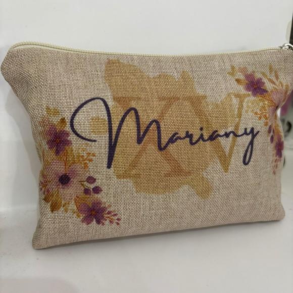 Nécessaires Tecido Personalizadas Pom Pom e Zíper