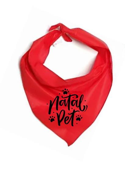 Bandanas para Cães e Pets Natal Vermelha Logo Preta