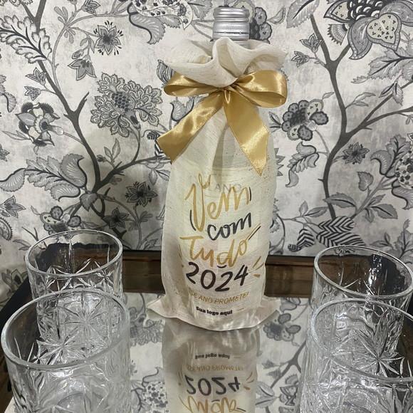 Saco de Linho para Natal Personalizados para Vinhos