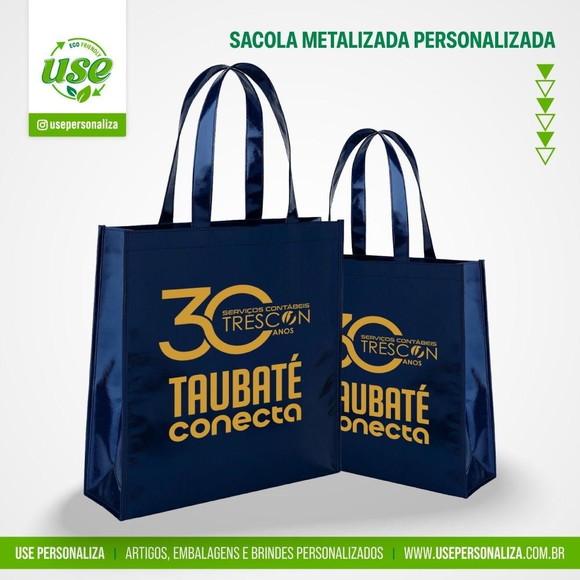 Sacolas Metalizadas 30x40x6cm Personalizadas com Lateral