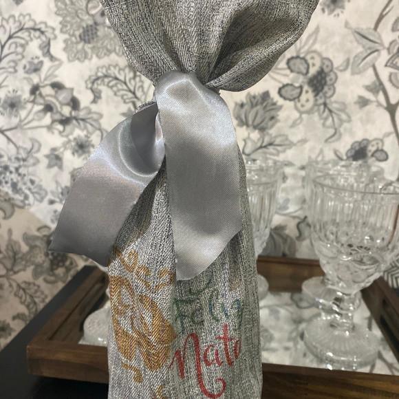 Saco de Vinho para Natal Personalizados Logo e Fita de Cetim