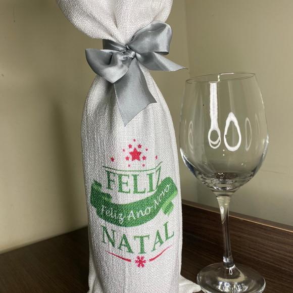 Saco de Vinho para Natal Personalizados Mais Fita de Cetim