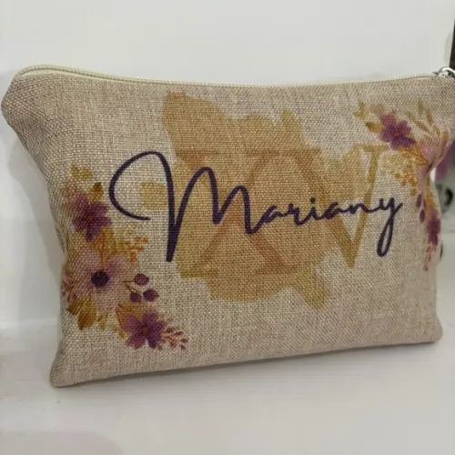 Nécessaires Tecido Personalizadas Pom Pom e Zíper