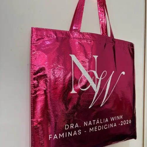 Sacolas Metalizadas 35x45cm Personalizadas com Logo ou Arte