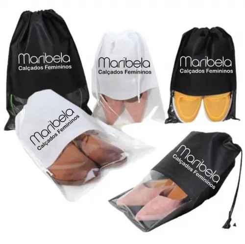 Sacos para sapatos com visor de plástico e personalizado