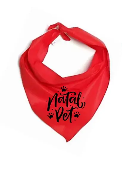 Bandanas para Cães e Pets Natal Vermelha Logo Preta