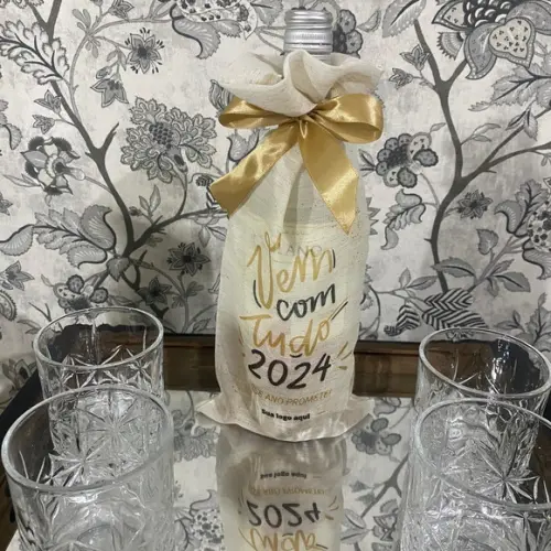 Saco de Linho para Natal Personalizados para Vinhos