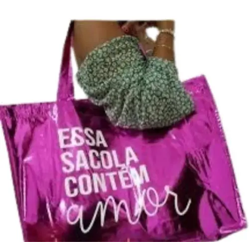 Sacolas Metalizadas 40x40x8cm Personalizadas com Lateral