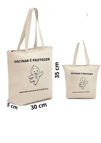 Sacolas de Algodão Cru Personalizadas 30x35 com Zíper