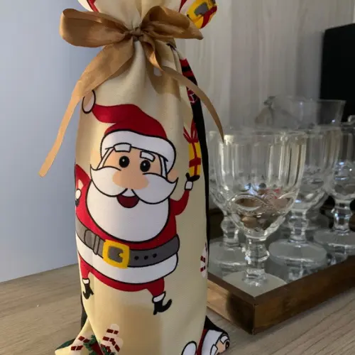 Saco de Vinho para Natal Personalizados Mais Fita de Cetim