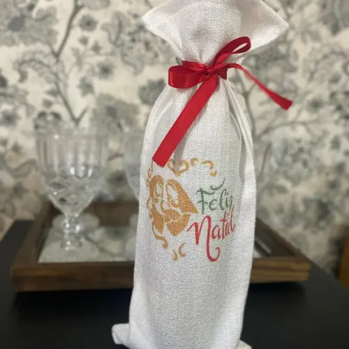 Saco de Vinho para Natal Personalizados Mais Fita de Cetim