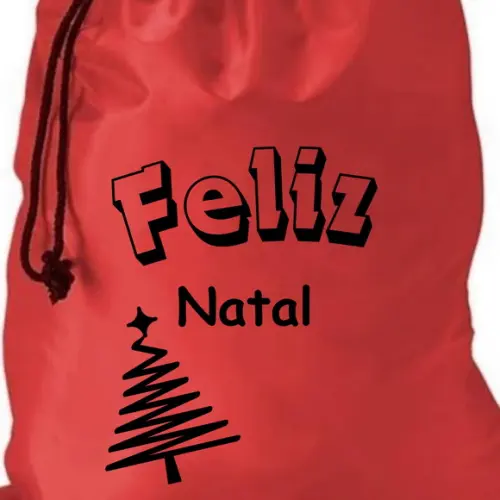Saco do Papai Noel ou Embalagem Personalizada com Feliz Nata