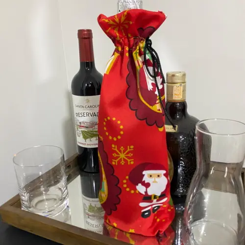 Sacos de Vinho para Natal Personalizados Mais Fita de Cetim