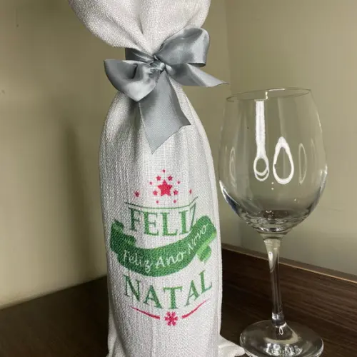 Saco de Vinho para Natal Personalizados Mais Fita de Cetim