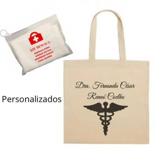 Kit 30 Sacolas em Algodão Mais 30 Kit Ressaca Personalizas