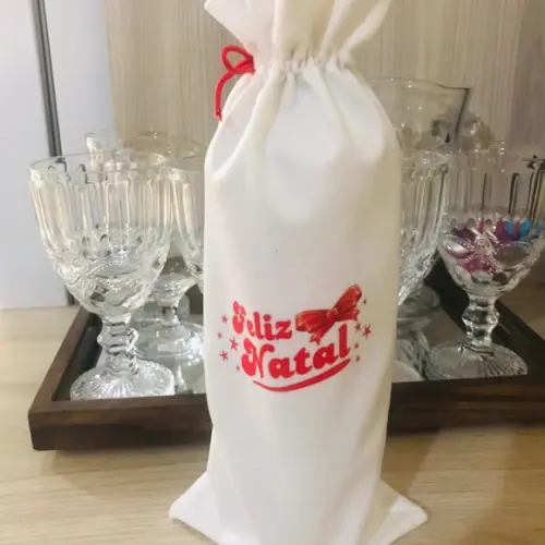 Sacos de Vinho para Natal Personalizados Mais Fita de Cetim