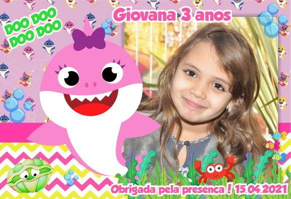 20 Foto Imã com Foto - Baby Shark Rosa