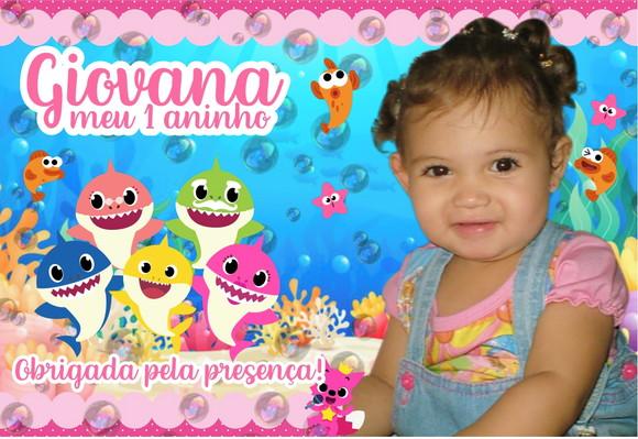 25 Foto Imã com Proteção Uv Não Desbota - Baby Shark Rosa