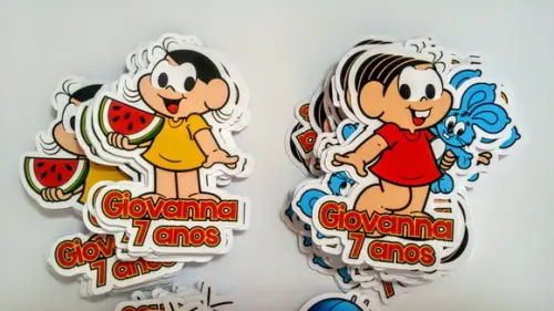 100 Apliques Personalizados 5cm + 60 Adesivos 4cm