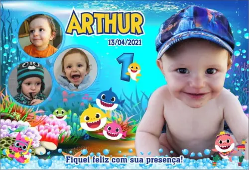 20 Foto Imã com Proteção UV NÃO DESBOTA - Baby Shark 1