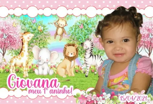 20 Foto Imã Personalizdo Safari Rosa Meninas