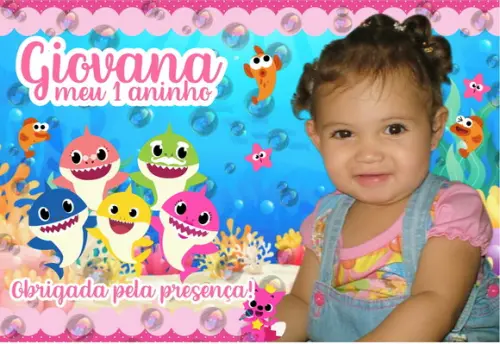 25 Foto Imã com Proteção Uv Não Desbota - Baby Shark Rosa
