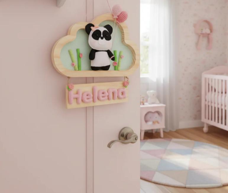 Enfeite Quadrinho Porta de Maternidade - Urso Panda