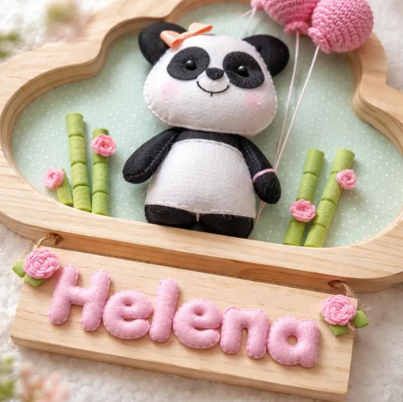 Enfeite Quadrinho Porta de Maternidade - Urso Panda