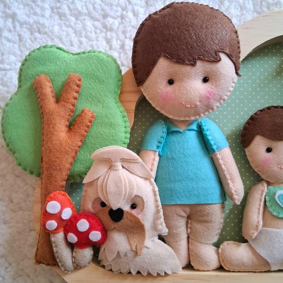 Enfeite de Porta de Maternidade - Família e Cachorrinho
