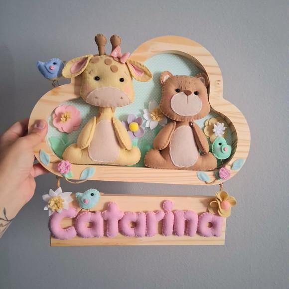 Enfeite de Porta de Maternidade - Girafinha e Ursinho