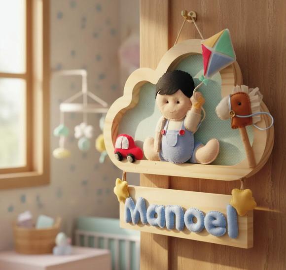 Enfeite de Porta de Maternidade - Menininho e Brinquedos