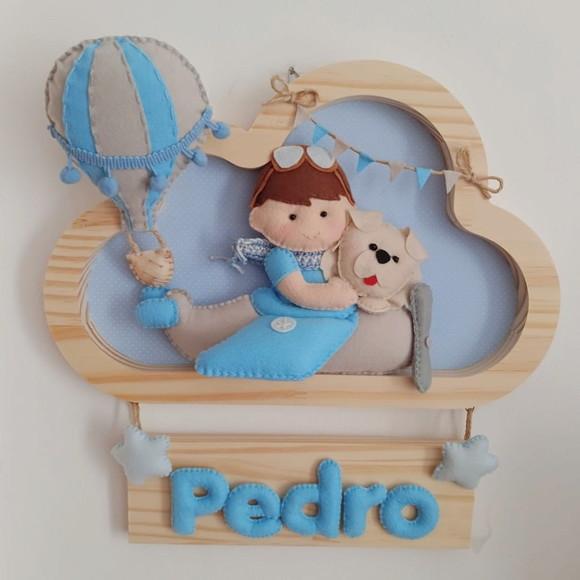 Enfeite de Porta de Maternidade - Menino Aviador