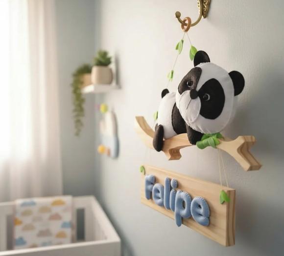 Enfeite Porta Maternidade Ursinho Galho Personalizado