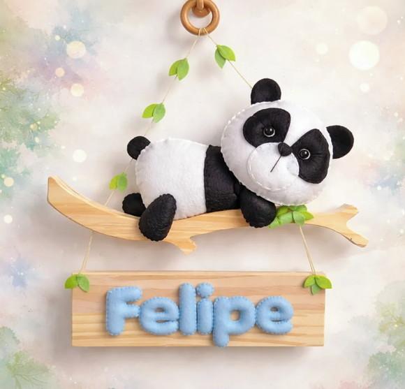 Enfeite Porta Maternidade Ursinho Galho Personalizado
