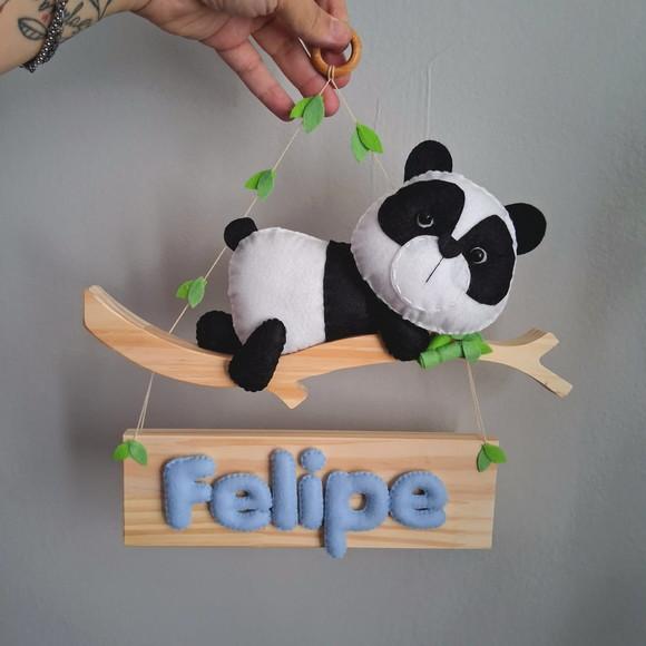 Enfeite Porta Maternidade Ursinho Galho Personalizado