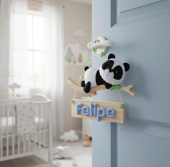 Enfeite Porta Maternidade Ursinho Galho Personalizado