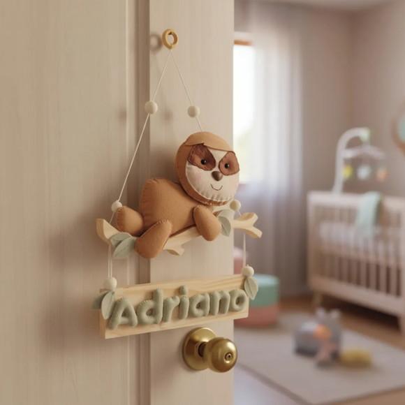 Enfeite Porta Maternidade Ursinho Galho Personalizado